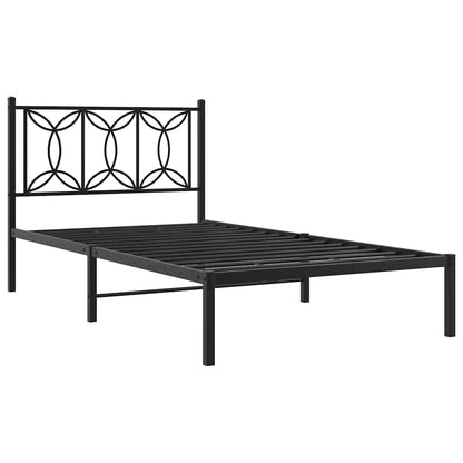 Metal Bed Frame without Mattress With headboard Black 107 cm 203 cm