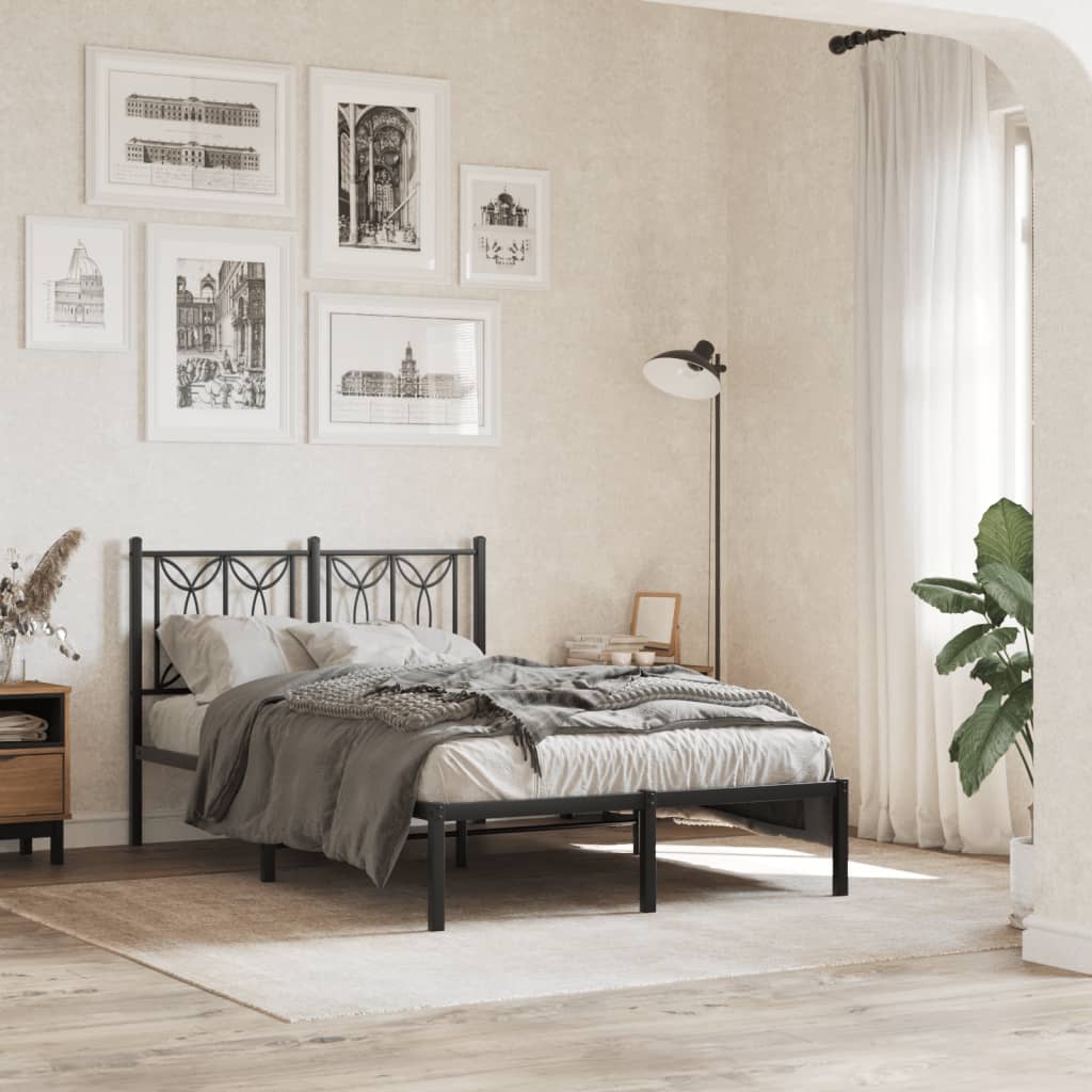 vidaXL Metal Bed Frame without Mattress With headboard Black