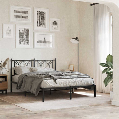 vidaXL Metal Bed Frame without Mattress With headboard Black