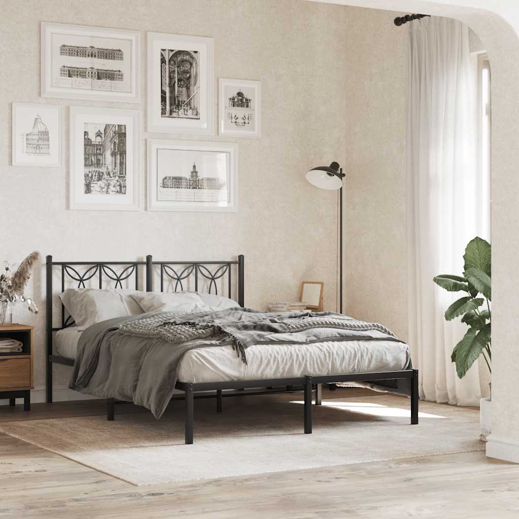 vidaXL Metal Bed Frame without Mattress With headboard Black
