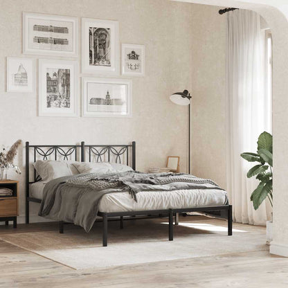 vidaXL Metal Bed Frame without Mattress With headboard Black