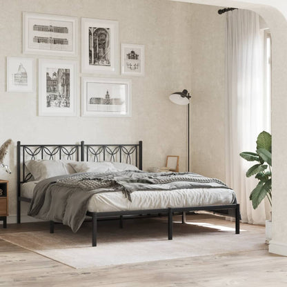 vidaXL Metal Bed Frame without Mattress With headboard Black