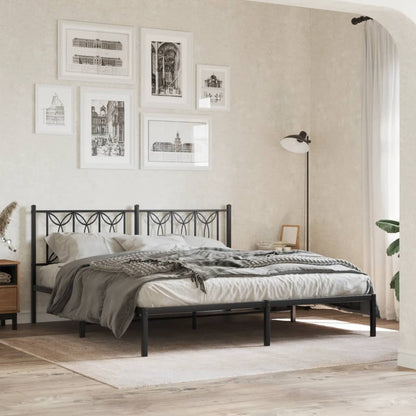 vidaXL Metal Bed Frame without Mattress With headboard Black