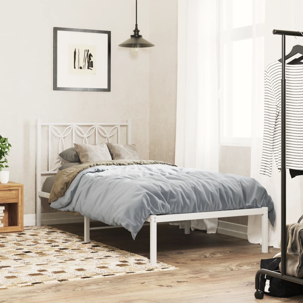 vidaXL Metal Bed Frame without Mattress With headboard White