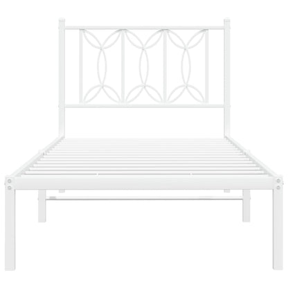 vidaXL Metal Bed Frame without Mattress with Headboard White 90x200cm 4