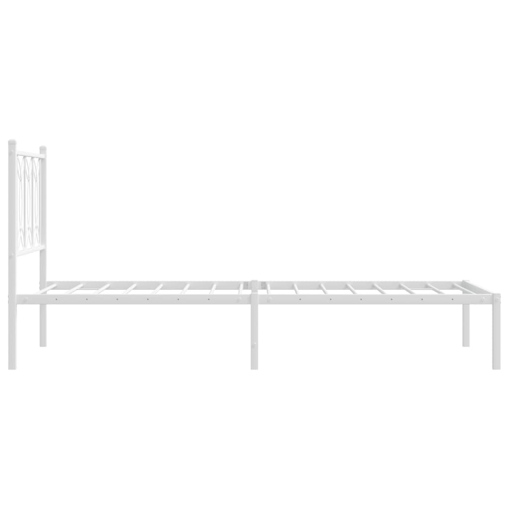 vidaXL Metal Bed Frame without Mattress with Headboard White 90x200cm 5