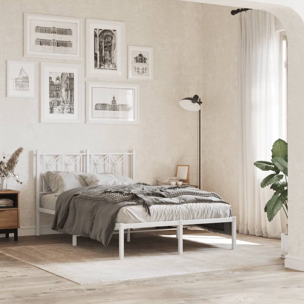 vidaXL Metal Bed Frame without Mattress With headboard White
