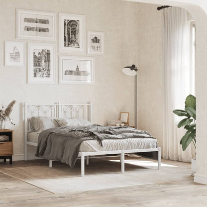 vidaXL Metal Bed Frame without Mattress With headboard White