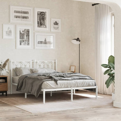 vidaXL Metal Bed Frame without Mattress With headboard White