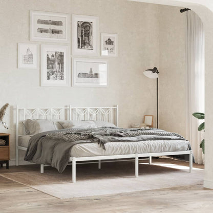 vidaXL Metal Bed Frame without Mattress With headboard White
