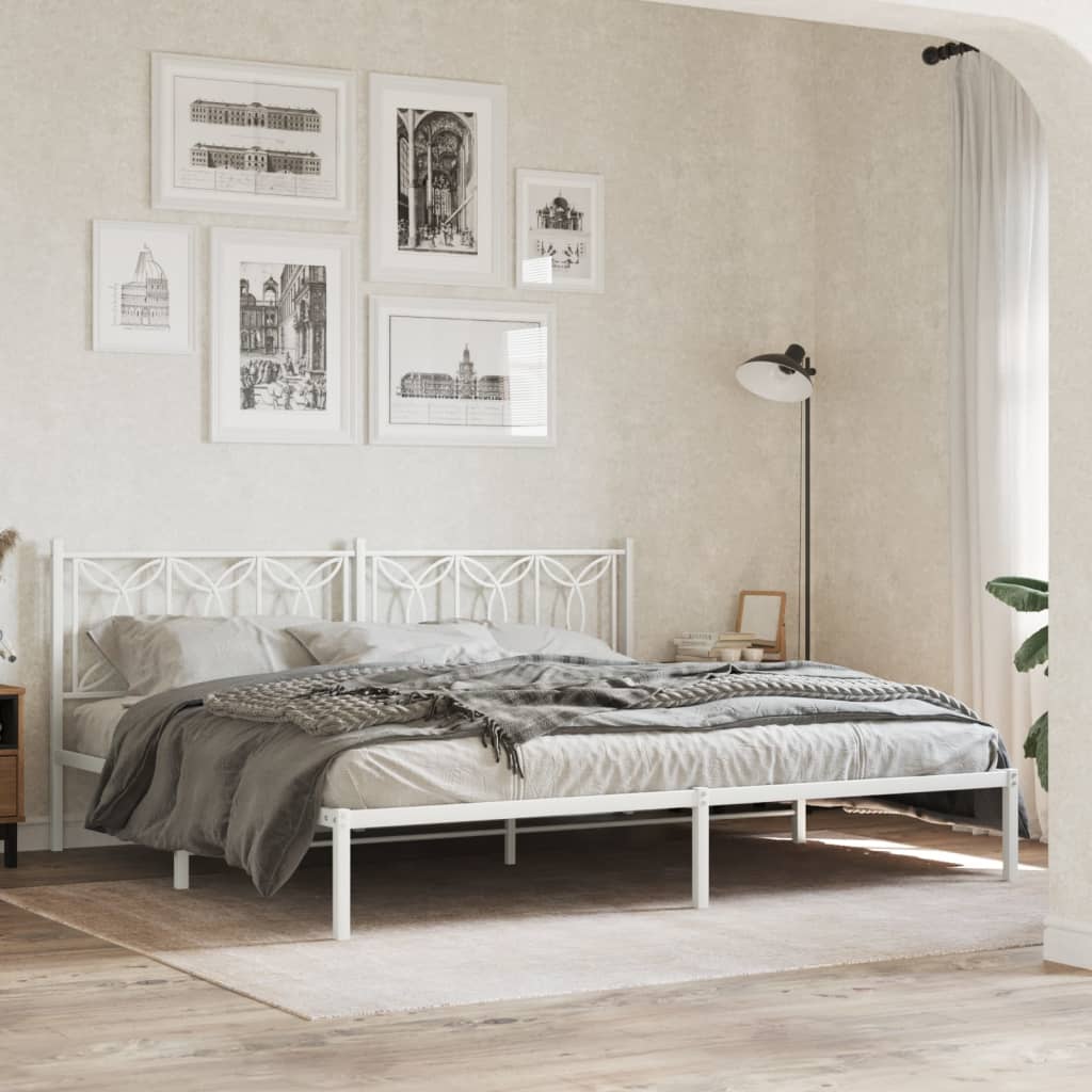 vidaXL Metal Bed Frame without Mattress With headboard White
