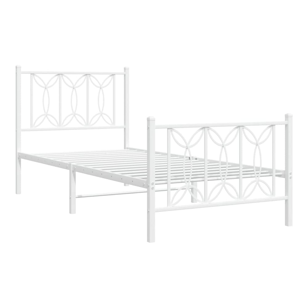 Metal Bed Frame without Mattress with Footboard with Headboard & Footboard White 75 cm 190 cm