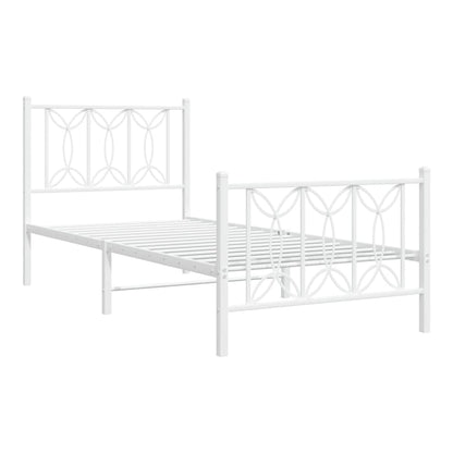 Metal Bed Frame without Mattress with Footboard with Headboard & Footboard White 75 cm 190 cm