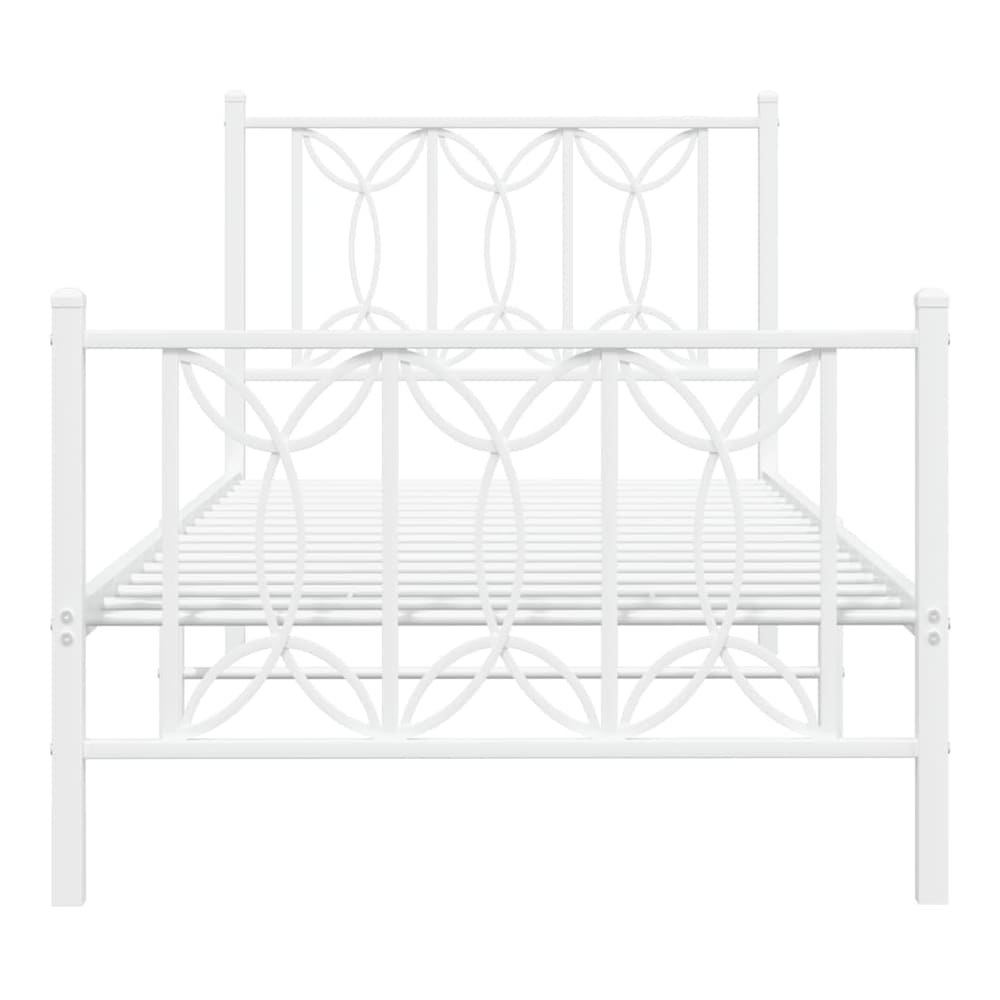 Metal Bed Frame without Mattress with Footboard with Headboard & Footboard White 75 cm 190 cm