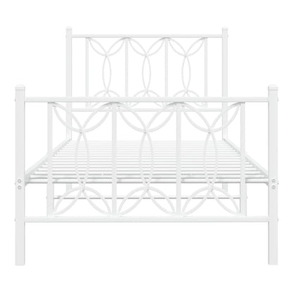Metal Bed Frame without Mattress with Footboard with Headboard & Footboard White 75 cm 190 cm