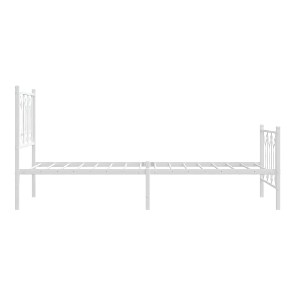 Metal Bed Frame without Mattress with Footboard with Headboard & Footboard White 75 cm 190 cm