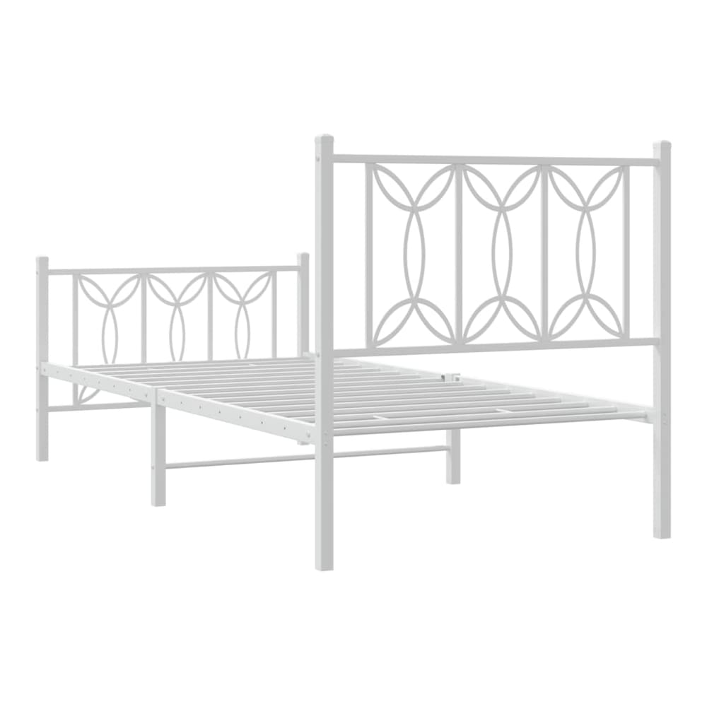 Metal Bed Frame without Mattress with Footboard with Headboard & Footboard White 75 cm 190 cm