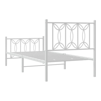 Metal Bed Frame without Mattress with Footboard with Headboard & Footboard White 75 cm 190 cm