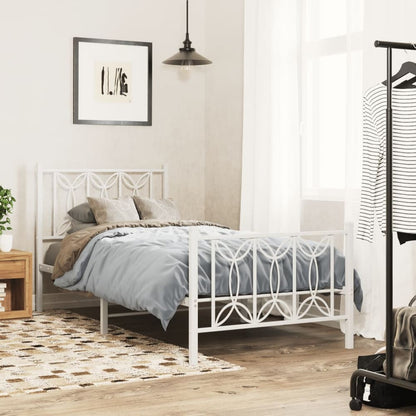 Metal Bed Frame without Mattress with Footboard with Headboard & Footboard White 80 cm 200 cm