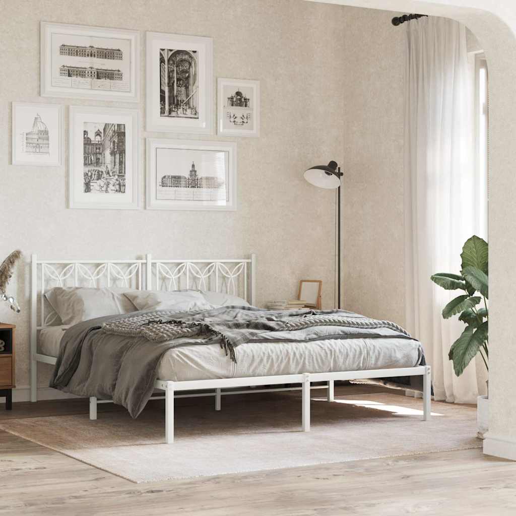 vidaXL Metal Replace Headboard White 160 cm 3