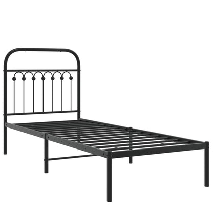 vidaXL Metal Bed Frame without Mattress with Headboard Black 75x190cm 3