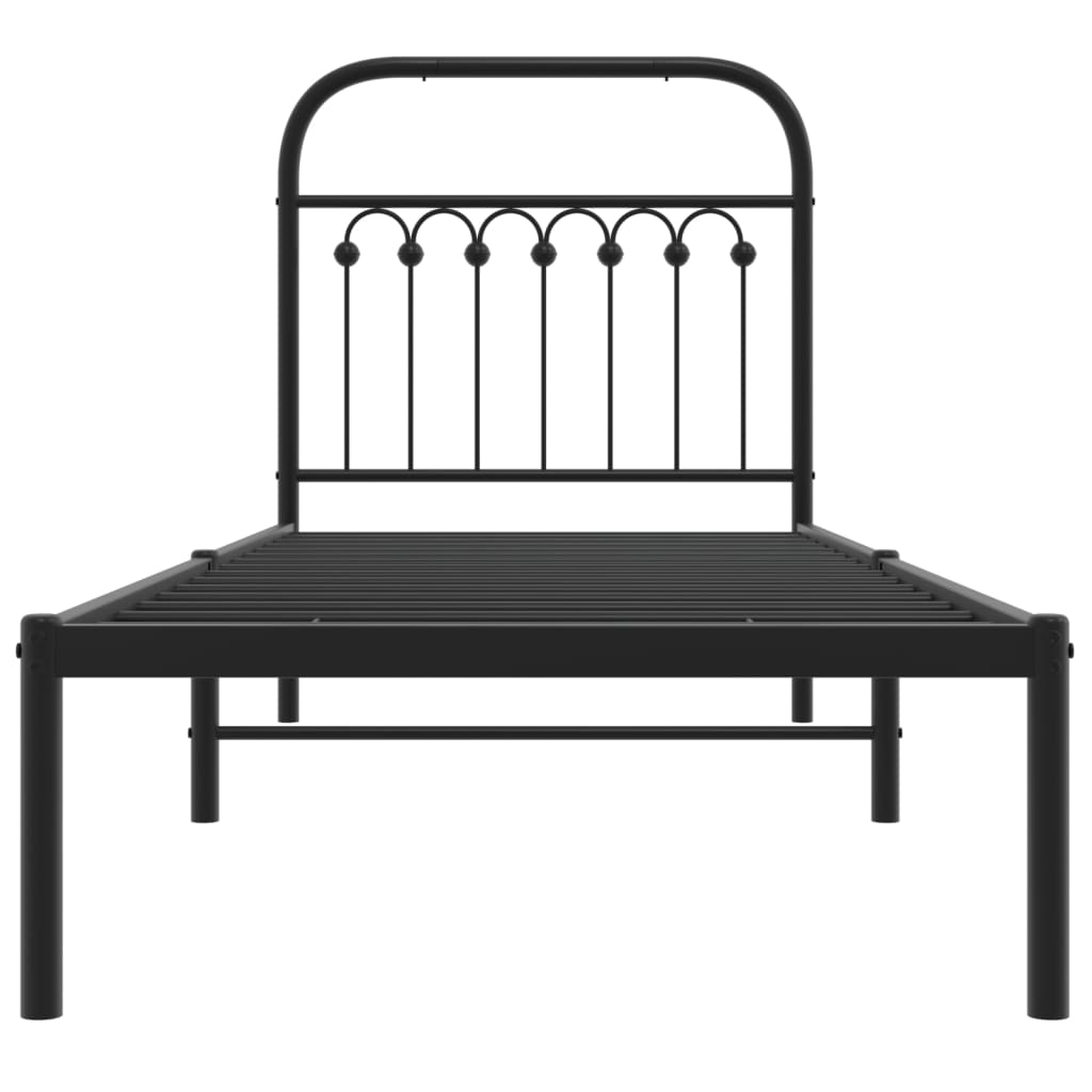 vidaXL Metal Bed Frame without Mattress with Headboard Black 75x190cm 4