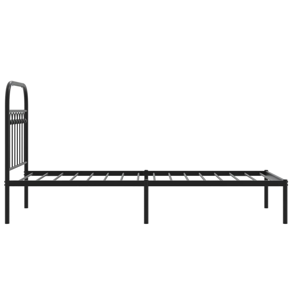vidaXL Metal Bed Frame without Mattress with Headboard Black 75x190cm 5