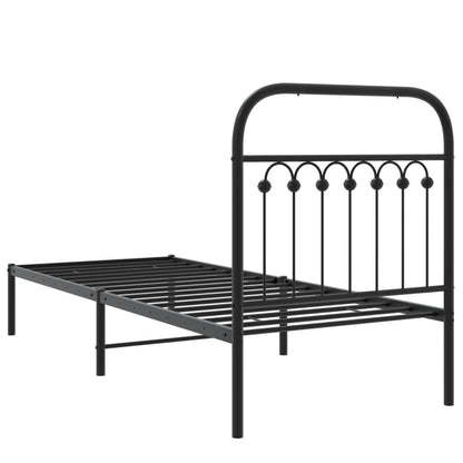 vidaXL Metal Bed Frame without Mattress with Headboard Black 75x190cm 6