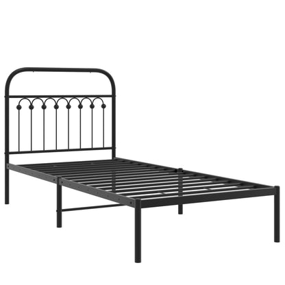 vidaXL Metal Bed Frame without Mattress with Headboard Black 90x200cm 3