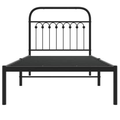 vidaXL Metal Bed Frame without Mattress with Headboard Black 90x200cm 4