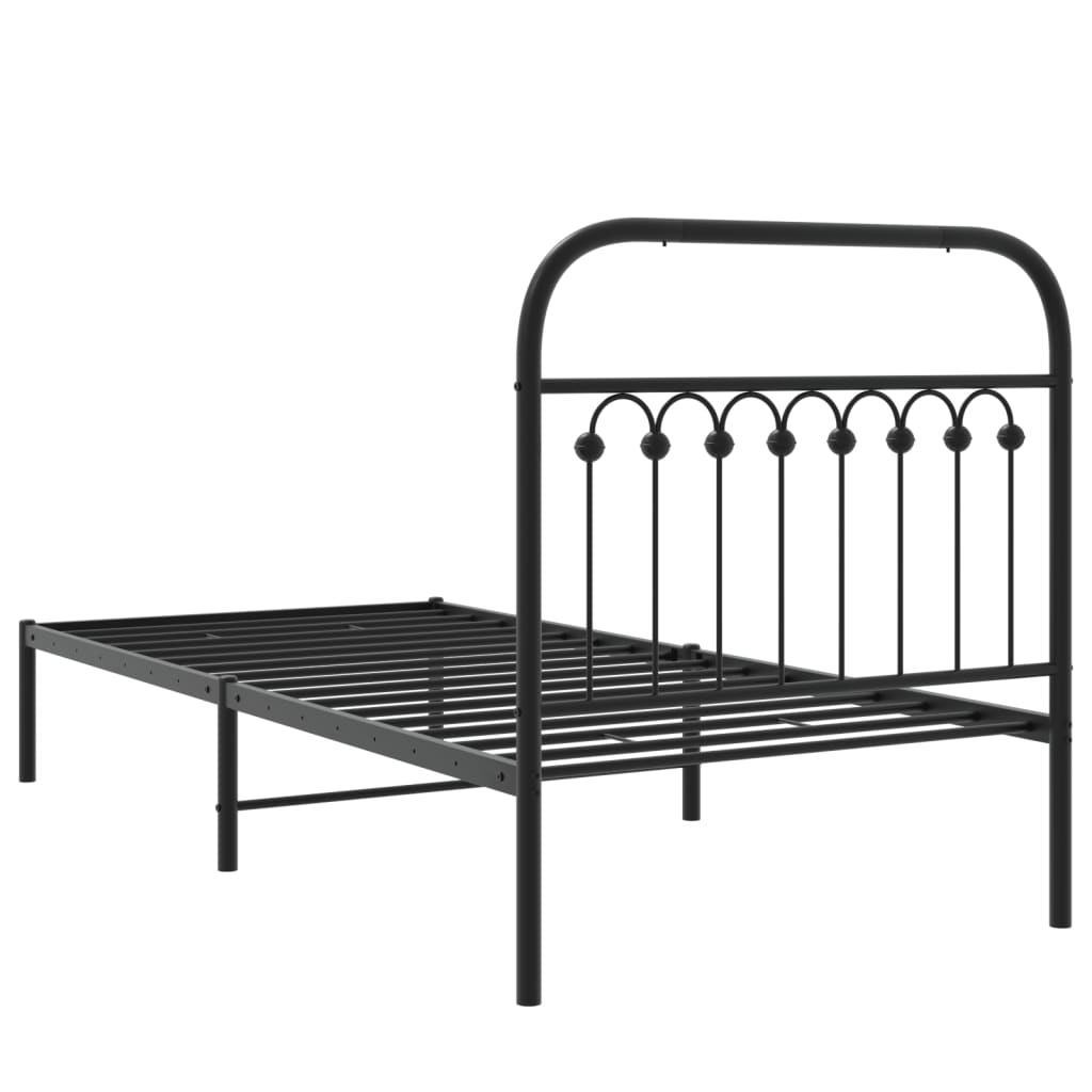 vidaXL Metal Bed Frame without Mattress with Headboard Black 90x200cm 5