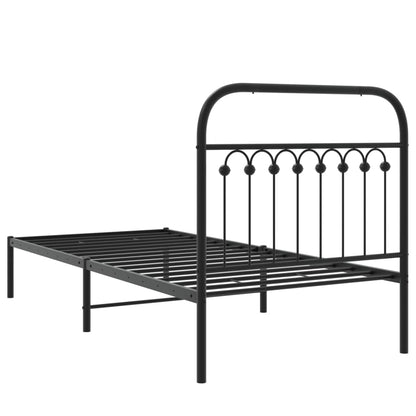 vidaXL Metal Bed Frame without Mattress with Headboard Black 90x200cm 5