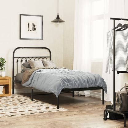 vidaXL Metal Bed Frame without Mattress with Headboard Black 90x200cm 1