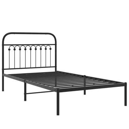 vidaXL Metal Bed Frame without Mattress with Headboard Black 100x190cm 3