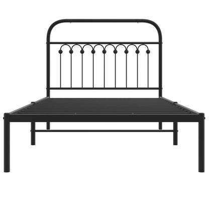 vidaXL Metal Bed Frame without Mattress with Headboard Black 100x190cm 4
