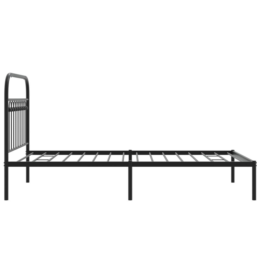 vidaXL Metal Bed Frame without Mattress with Headboard Black 100x190cm 5