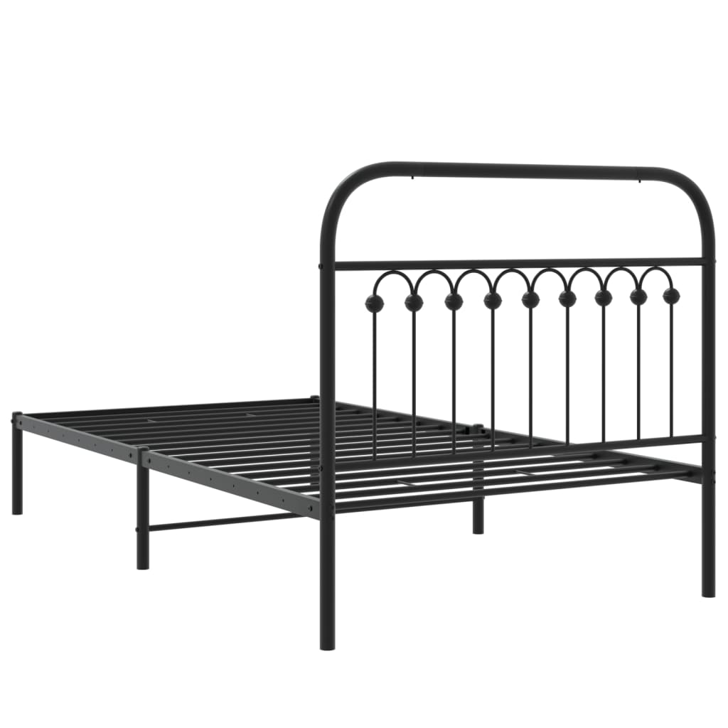 vidaXL Metal Bed Frame without Mattress with Headboard Black 100x190cm 6