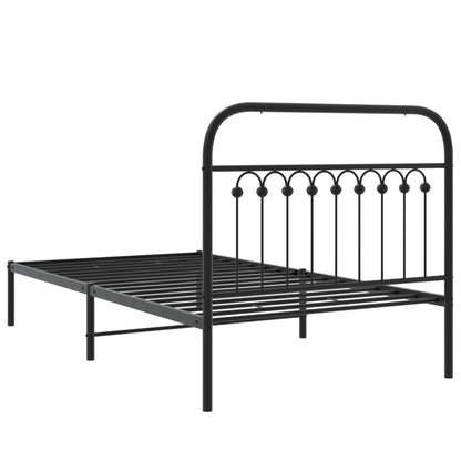 vidaXL Metal Bed Frame without Mattress with Headboard Black 100x190cm 6