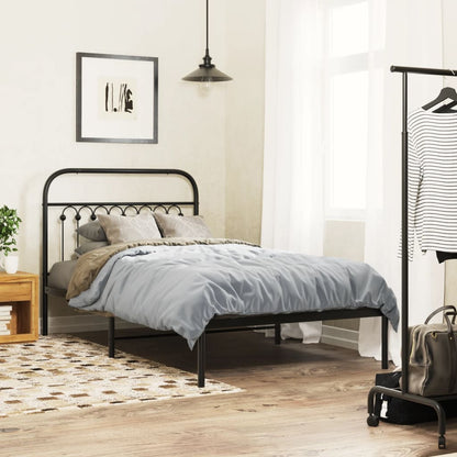 vidaXL Metal Bed Frame without Mattress with Headboard Black 100x190cm 1