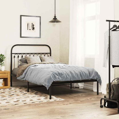 vidaXL Metal Bed Frame without Mattress with headboard Black