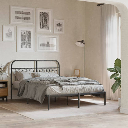vidaXL Metal Bed Frame without Mattress with headboard Black