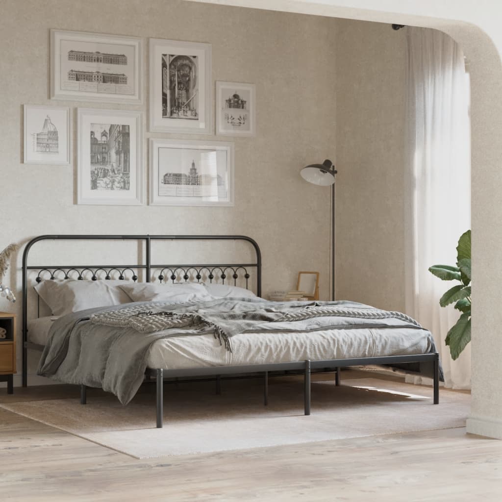 vidaXL Metal Bed Frame without Mattress with headboard Black