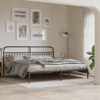 vidaXL Metal Bed Frame without Mattress with headboard Black