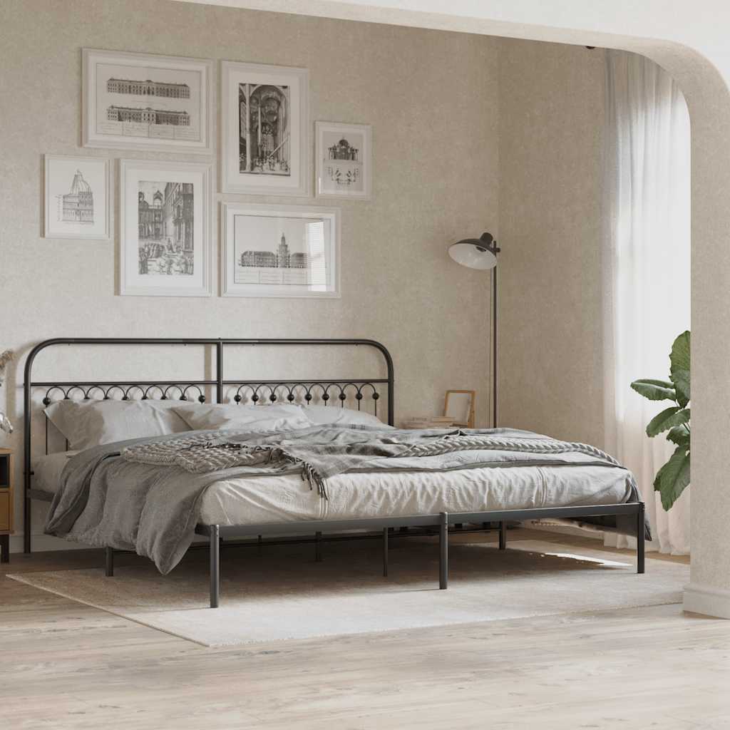 vidaXL Metal Bed Frame without Mattress with headboard Black