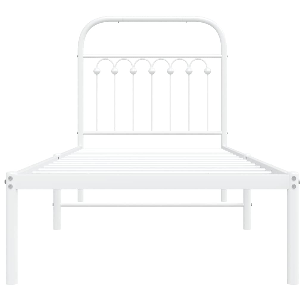 vidaXL Metal Bed Frame without Mattress with Headboard White 75x190cm 4