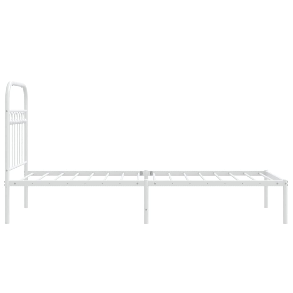 vidaXL Metal Bed Frame without Mattress with Headboard White 75x190cm 5