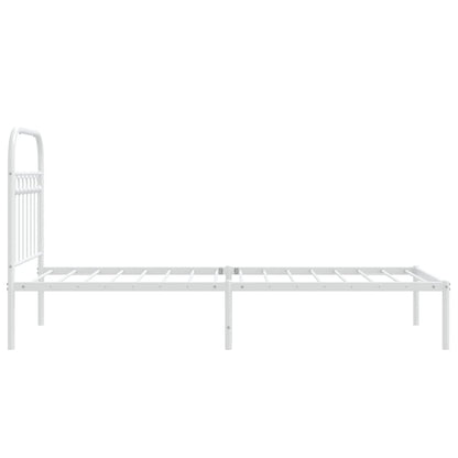 vidaXL Metal Bed Frame without Mattress with Headboard White 75x190cm 5