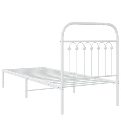 vidaXL Metal Bed Frame without Mattress with Headboard White 75x190cm 6