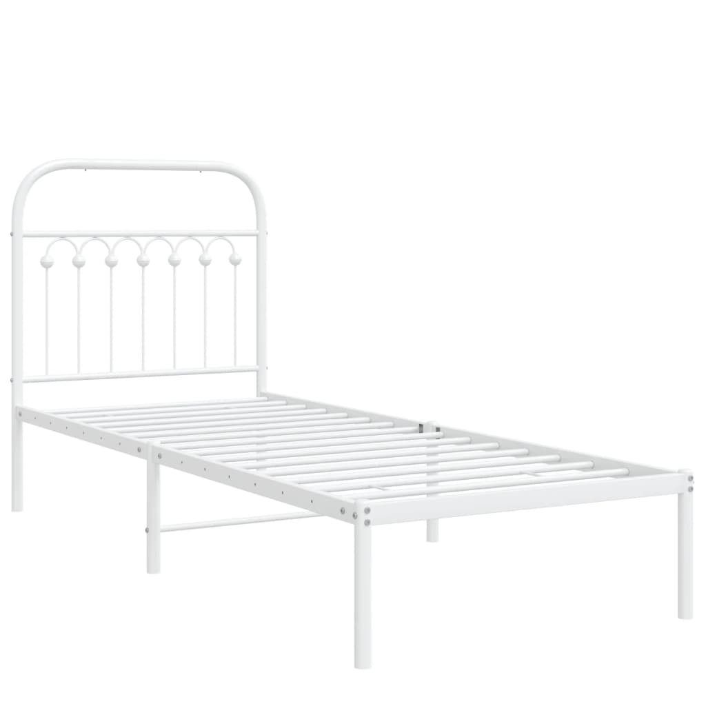 vidaXL Metal Bed Frame without Mattress with Headboard White 80x200cm 3