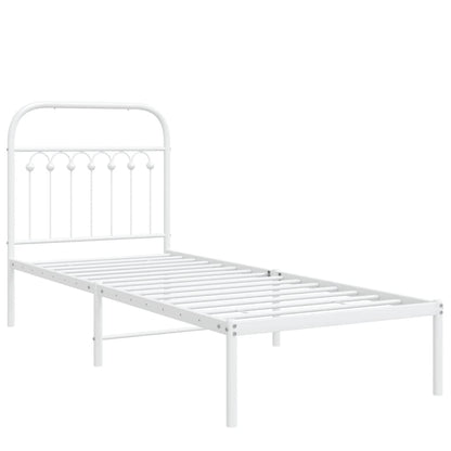 vidaXL Metal Bed Frame without Mattress with Headboard White 80x200cm 3